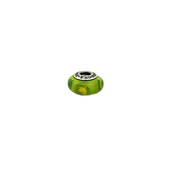 Authentic Pandora ALE Sterling Silver Murano Lime Green Flower Charm Bead! 70 - Picture 2 of 7